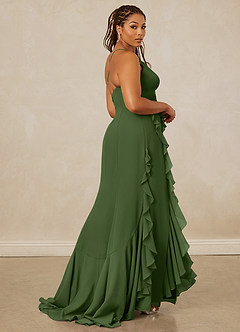 Christian Siriano Bridal for Azazie 1006 Bridesmaid Dresses Olive Mermaid Ruched Chiffon Dress image9