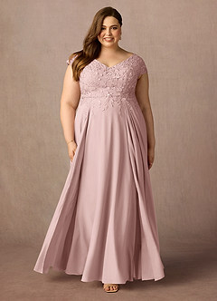 Azazie Rosemarie vestidos de madre de la novia Vestido de Rosa Polvorienta de Encaje de Corte En A image10