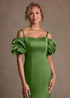 Azazie Redding 신부의 어머니 드레스 쉬스 셔링 스트레치 새틴 플로어 길이 드레스 image5