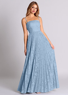 Azazie Mariana Bridesmaid Dresses Powder Blue A-Line Strapless Floral Burnout Convertible Dress image7