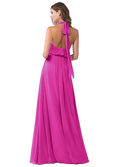 Azazie Landry Jurken voor bruidsmeisjes Jurk van Mesh met A-Lijn Geplooid Fuchsia image2