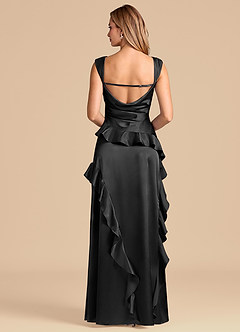 Azazie Sloane 신부 들러리 드레스 A라인 스윗하트 네크라인 메탈릭 새틴 바닥 길이 드레스 image6