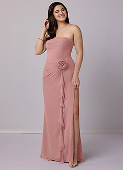 Barbie ♥ Azazie Jurken voor bruidsmeisjes Converteerbaar Jurk van Chiffon met Kolom Strapless Stoffige Roos image7