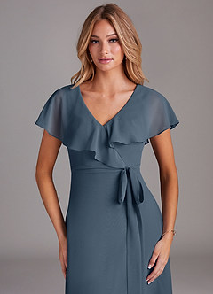 Azazie Lainey Bridesmaid Dresses Neptune A-Line with Pockets Chiffon Dress image6