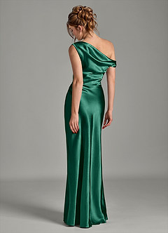 Azazie Emerson Jurken voor bruidsmeisjes Jurk van Metaalachtig Satijn met Zeemeermin Off the Shoulder Smaragd image2