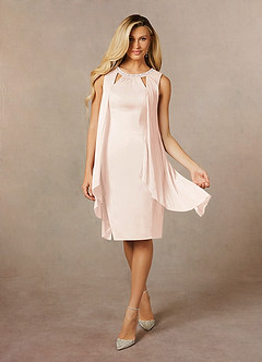 Azazie Viviana Mother of the Bride Dresses Blushing Pink A-Line Sequins Mesh Dress image3
