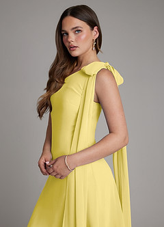 Azazie Monique Robes de demoiselle d'honneur Robe Trapèze en Mousseline de soie Asymétrique Canari image5
