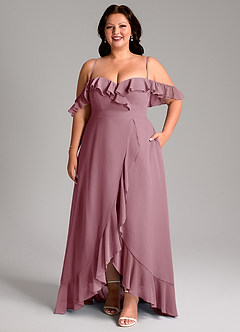 Azazie Lyra Bridesmaid Dresses Vintage Mauve A-Line Chiffon Convertible Dress image16