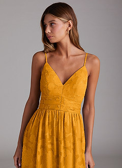 Azazie Nathalia Bridesmaid Dresses Butterscotch A-Line Bow Floral Burnout Dress image5