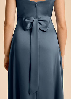 Azazie Kiki Junior Twilight A-Line Bow Stretch Satin Dress image7