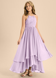 Azazie Elliora Junior A-Linie Plissee Chiffon Kleid Frostiges Flieder image3