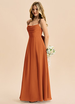 Azazie Bear Junior Cinnamon A-Line Pleated Chiffon Dress image5