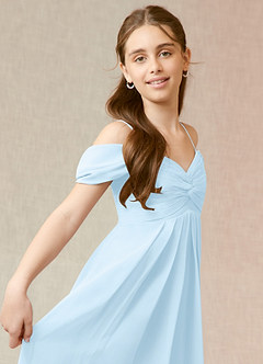 Azazie Kaitlynn Junior Sky Blue A-Line Off the Shoulder Chiffon Dress image6