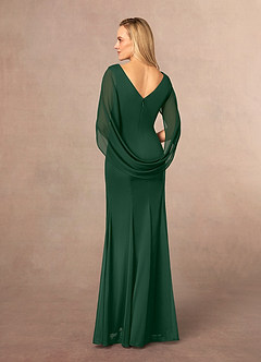 Azazie Belladonna Mother of the Bride Dresses Dark Green Mermaid Scoop Pleated Mesh Dress image4