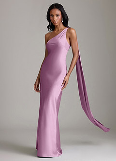 Azazie Galinda Brudtärnklänningar Klä av Sjöjungfru i Stretch Satin Ena axeln Blåregn image1