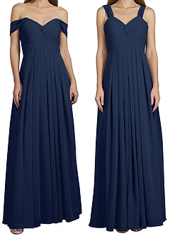 Azazie Kaitlynn Bridesmaid Dresses Dark Navy Empire Ruched Chiffon Convertible Dress image8
