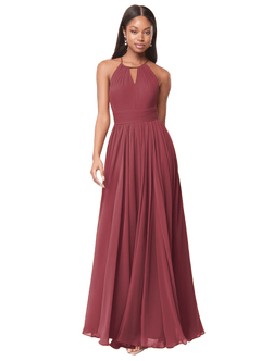 Azazie Cherish At-home Try On Dresses Cinnamon A-Line Pleated Chiffon Dress image4