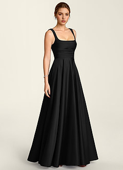 Margot Schwarz Satin-Korsett-A-Linien-Kleid image4