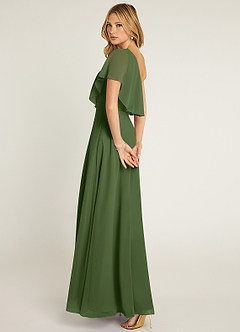 Azazie Lizzy Bridesmaid Dresses Olive A-Line One Shoulder Chiffon Dress image6