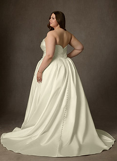 Azazie Adelise Wedding Dresses Cream Ball-Gown Strapless Satin Dress image11