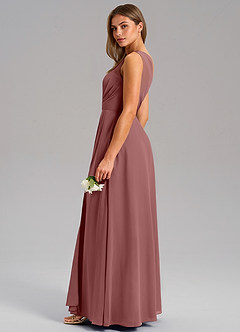 Azazie Phaedra Bridesmaid Dresses Desert Rose A-Line One Shoulder Chiffon Dress image6
