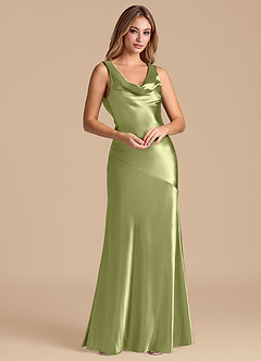 Azazie Rylina Brautjungfernkleider Meerjungfrau-Linie Metallischer Satin Kleid Pistazie image4