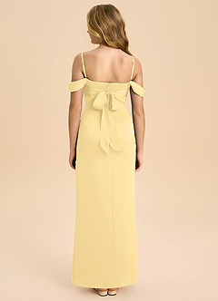 Azazie Saige Junior Butter Sheath Off the Shoulder Stretch Satin Dress image2