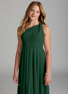 Azazie Charlize Junior A-Linie Gittergewebe Kleid Dunkelgrün image6