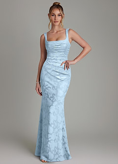 Azazie Agustina Bridesmaid Dresses Sky Blue Mermaid Corset Floral Burnout Dress image3