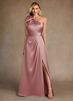 Azazie Easton Klänningar till brudens mor Klänning A-Line i Stretch Satin One-shoulder Dammig Ros image1