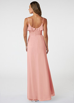 Azazie Natalia Brautjungfernkleider A-Linie Chiffon Kleid Rosettenrosa image2
