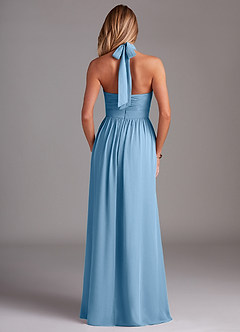Azazie Avary Bridesmaid Dresses Steel Blue A-Line Pleated Chiffon Dress image8