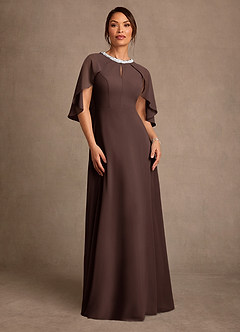 Azazie Winnifred Kleider für die Brautmutter A-Linie Mit Perlen Chiffon Kleid Ganache image1