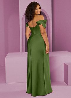 Barbie ♥ Azazie Jurken voor bruidsmeisjes Converteerbaar Jurk van Stretch Satijn met Kolom Off the Shoulder Jeneverbes image9
