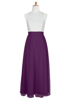 Azazie Albertine Junior A-Linie Spitze Chiffon Kleid Traube image7