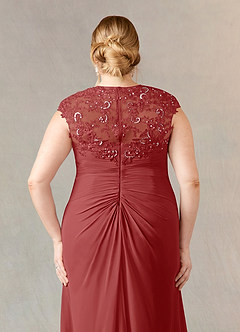 Azazie Birdie 신부의 어머니 드레스 A라인 쉬폰 바닥 길이 드레스 image12