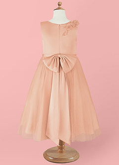 Barbie ♥ Azazie Robe Demoiselle D'honneur Fillette Robe Trapèze en Tulle Arc Rose Perle image10
