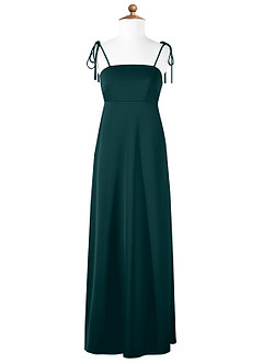 Azazie Violeta Junior Robe Trapèze en Satin extensible Arc Vert Pin image5