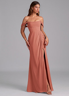 Azazie Johana Jurken voor bruidsmeisjes Converteerbaar Jurk van Chiffon met Zeemeermin Off the Shoulder Merlot image6