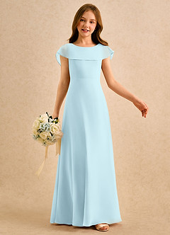 Azazie Kittie Girls Formal Abiti da Ragazza di Fiori Abito A-Line in Chiffon Nuvola Blu image6