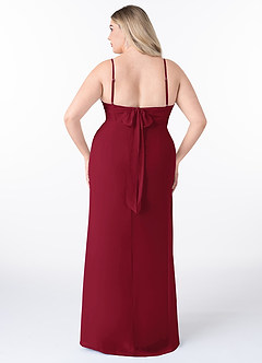 Azazie Mai Brautjungfernkleider Etui Plissee Chiffon Kleid Burgunderrot image8
