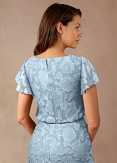 Azazie Lehi Abiti per la Madre della Sposa Abito A-Line in Burnout Floreale Scollo a barca Azzurro image7
