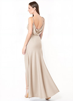 Azazie Alaija Bridesmaid Dresses White Alabaster Mermaid Side Slit Stretch Satin Dress image1