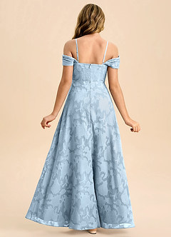 Azazie Anselie Junior Sky Blue A-Line Off the Shoulder Floral Burnout Dress image2