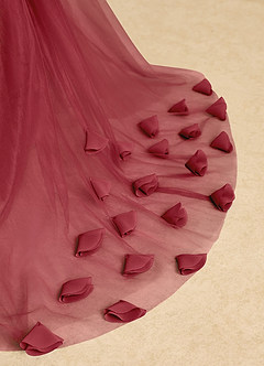 Azazie Lorita Flower Girl Dresses Pomegranate A-Line Beaded Tulle Dress image9