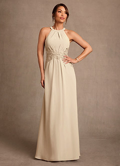Azazie Georgie Kleider für die Brautmutter A-Linie Spitze Chiffon Kleid Champagner image1