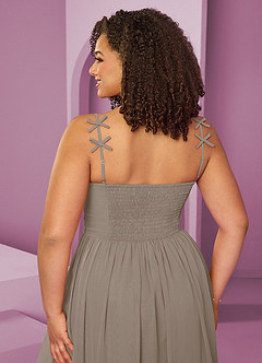 Barbie ♥ Azazie Brautjungfernkleider A-Linie Plissee Chiffon Kleid Taupe image9