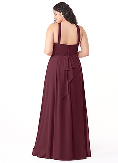 Azazie Dixie Jurken voor bruidsmeisjes Jurk van Chiffon met A-Lijn Houder Gevouwen Cabernet image10