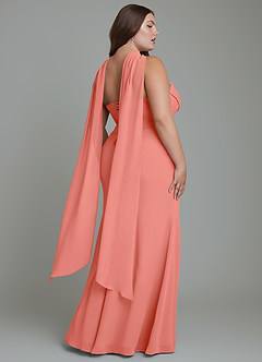 Azazie Sorrel Bridesmaid Dresses Salmon Pink Mermaid Corset Chiffon Dress image15
