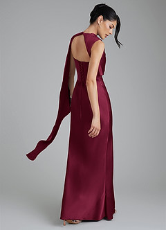 Azazie Taj Bridesmaid Dresses Burgundy Mermaid Corset Stretch Satin Dress image8